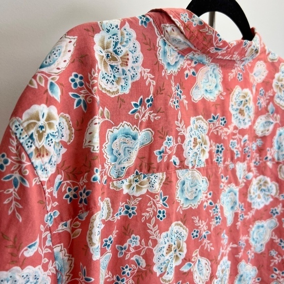 IZOD 100% cotton coral floral 3/4 sleeve blouse top 3X - Picture 4 of 12